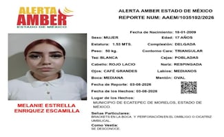 Activan Alerta Amber por desaparición de adolescente Melanie Estrella Enríquez Escamilla en Ecatepec; fue vista por última vez el 3 de agosto