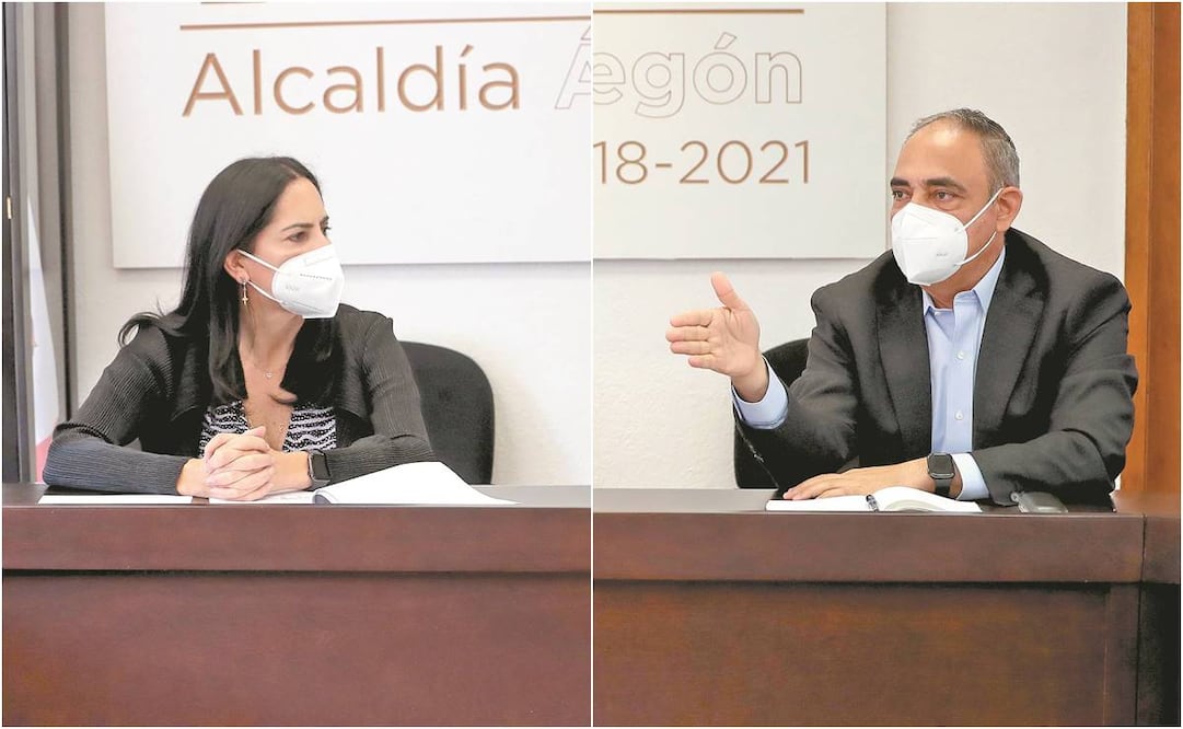 Lía Limón, alcaldesa electa, y Alberto Esteva, actual edil, no llegaron a un acuerdo sobre las mesas para la transición de gobierno en Á. O. Foto: Juan Boites. EL UNIVERSAL