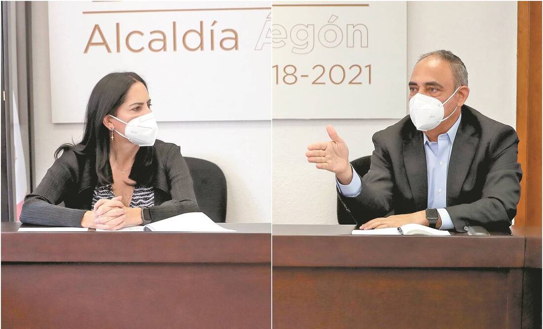 Lía Limón, alcaldesa electa, y Alberto Esteva, actual edil, no llegaron a un acuerdo sobre las mesas para la transición de gobierno en Á. O. Foto: Juan Boites. EL UNIVERSAL