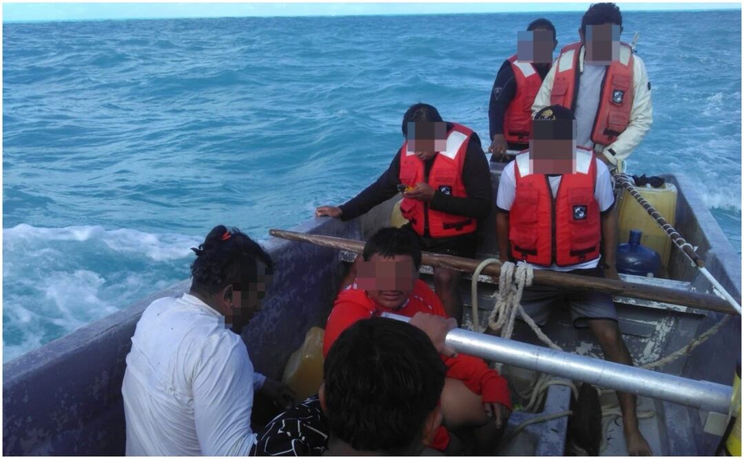 Los 4 pescadores náufragos en Progreso, Yucatán, fueron identificados como Francisco Benjamín Ku, Robert Alexis Sánchez Vargas, Christopher Domínguez Caballero y Yurem (23/01/2025). Foto: Especial