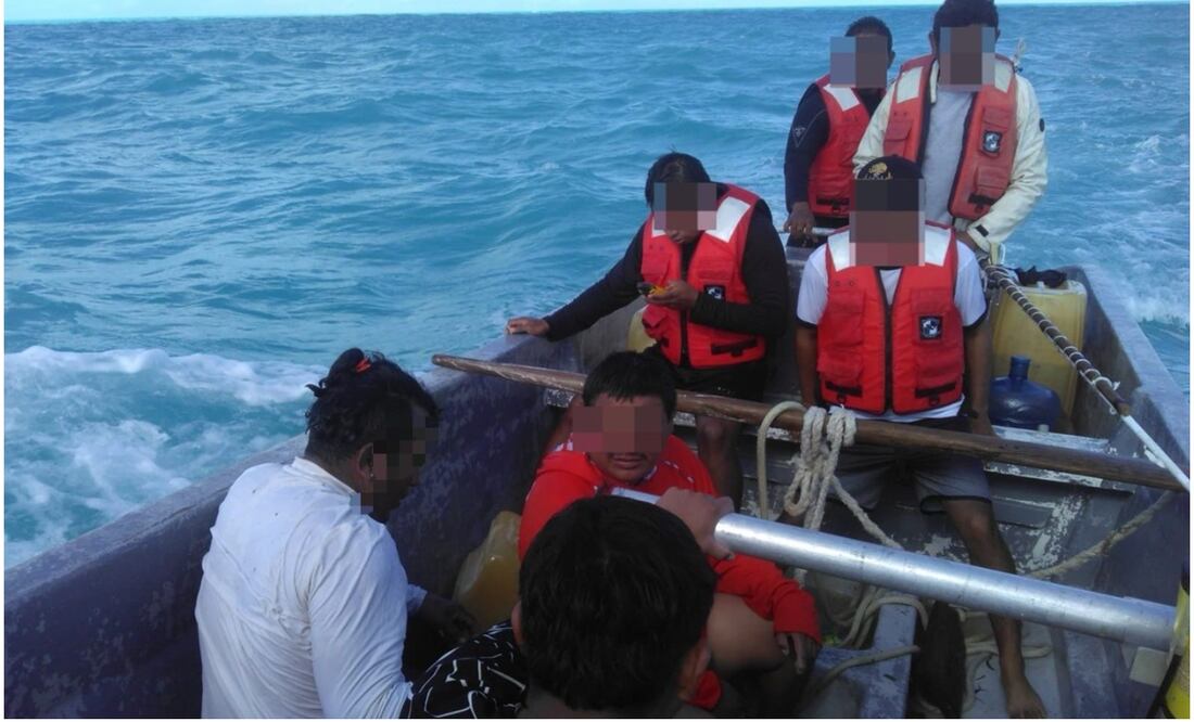 Los 4 pescadores náufragos en Progreso, Yucatán, fueron identificados como Francisco Benjamín Ku, Robert Alexis Sánchez Vargas, Christopher Domínguez Caballero y Yurem (23/01/2025). Foto: Especial