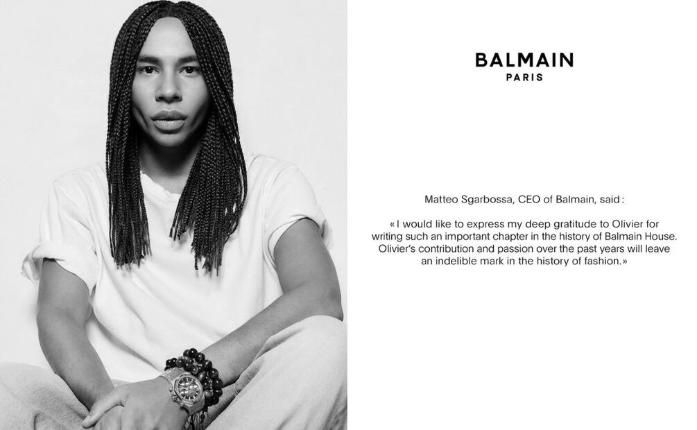 Fotografía y parte del comunicado publicados en redes sociales este miércoles, 5 de noviembre. Foto: Instagram @olivier_rousteing