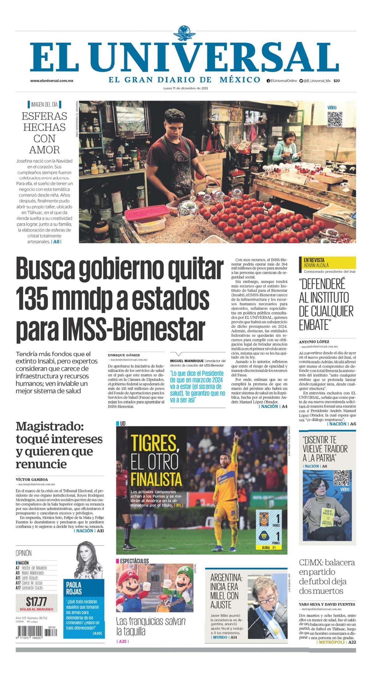 Portada impresa 11-12-2023
