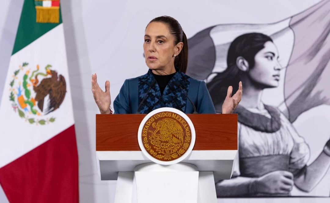 Presidenta Claudia Sheinbaum durante su conferencia de prensa desde Palacio Nacional (27/03/2026). Foto: Hugo Salvador / EL UNIVERSAL