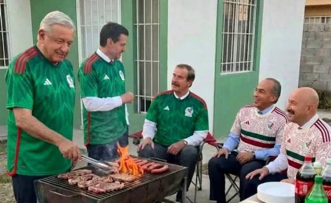 Vicente Fox “se reunió” con los demás expresidentes de México en una carne asada generada con IA. Foto: X @VicenteFoxQue