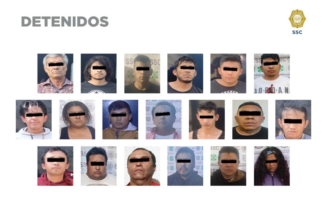 En el combate a los delitos de alto impacto en la zona sur de la Ciudad de México, la Secretaría de Seguridad Ciudadana llevó a cabo la detención de 38 personas implicadas en diferentes delitos. Foto: Especial