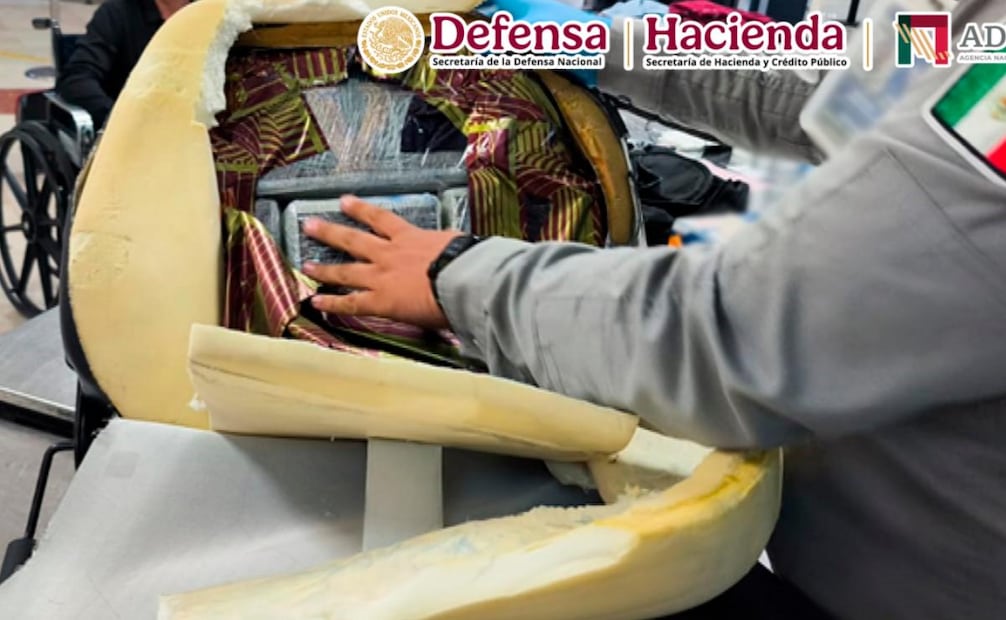 Aseguran 12 kilos de cocaína ocultos en silla de ruedas en Aeropuerto de Cancún (02/07/20261). Foto: Especial