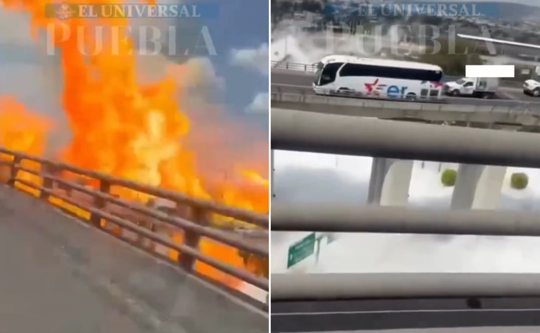 Por segundos, un autobús de Estrella Roja se salvó de las llamas tras la explosión de una pipa de gas en el puente de la Concordia | Foto: Captura de video