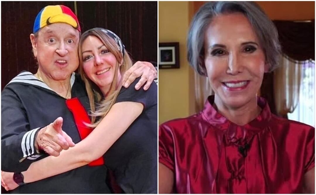 Vanesa Villagrán con su padre Carlos Villagrán, "Kiko" y Florinda Meza.