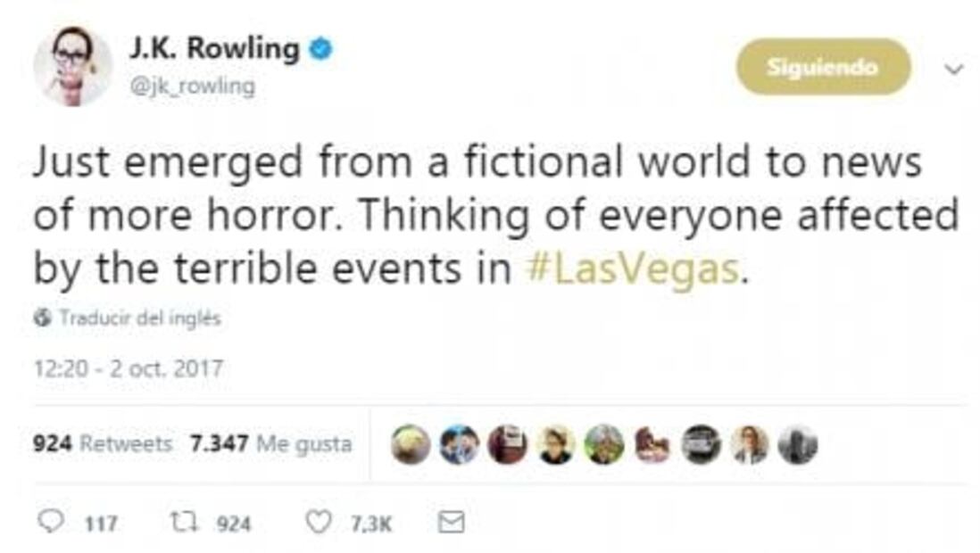 J.K. Rowling se solidariza con víctimas de Las Vegas