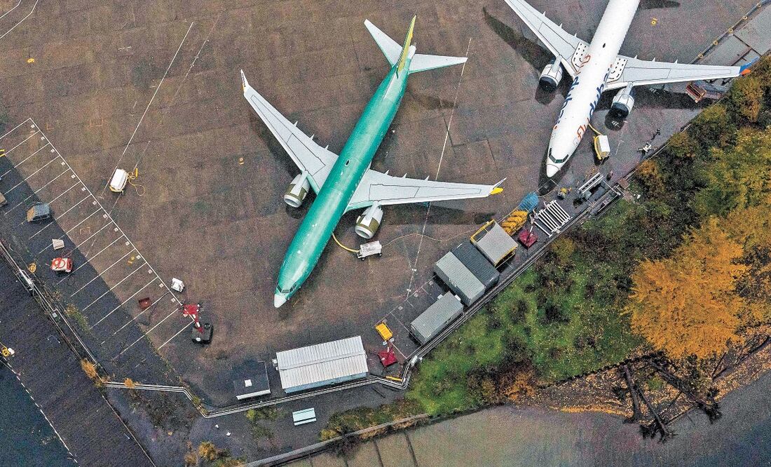 Aviones Boeing 737 MAX, ayer en la fábrica de producción en Renton, Washington. Foto: DAVID RYDER. AFP