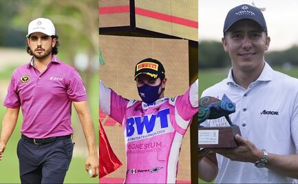 Sergio Pérez, felicitado por Abraham Ancer y Carlos Ortiz