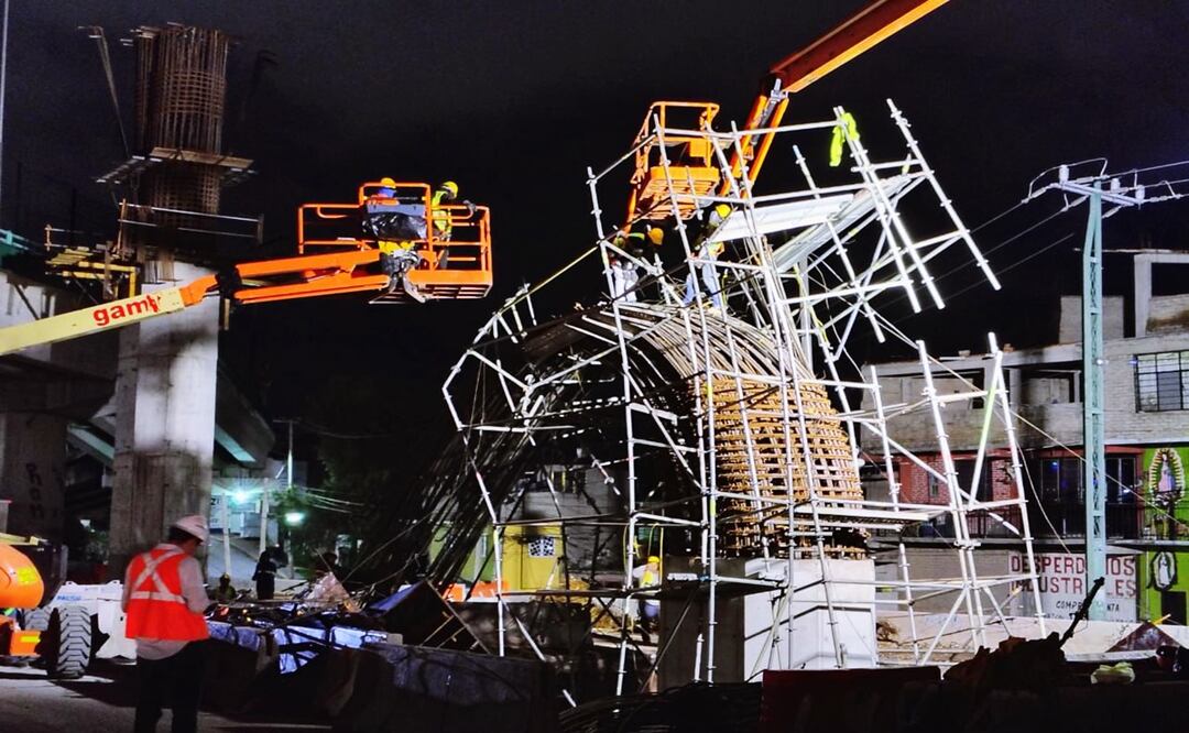 Accidente en obras del Trolebús Santa Martha-Chalco sin lesionados, reporta Protección Civil Edomex. Foto: Especial