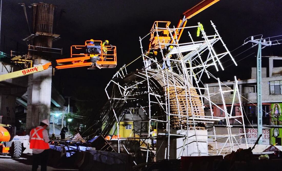 Accidente en obras del Trolebús Santa Martha-Chalco sin lesionados, reporta Protección Civil Edomex. Foto: Especial
