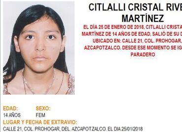 Activan Alerta Amber por niña desaparecida en Azcapotzalco