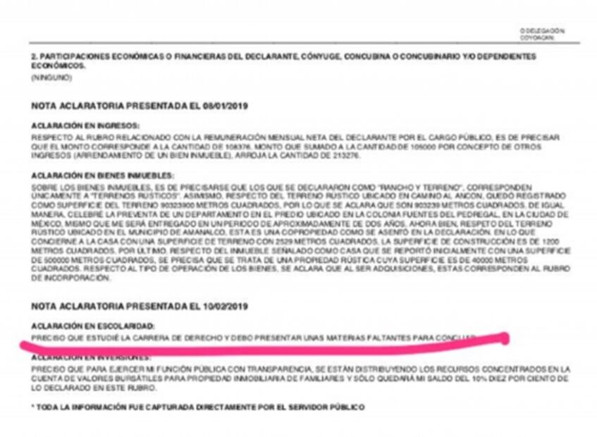 Esteban Moctezuma asegura que estudió Derecho; rectifica que debe materias