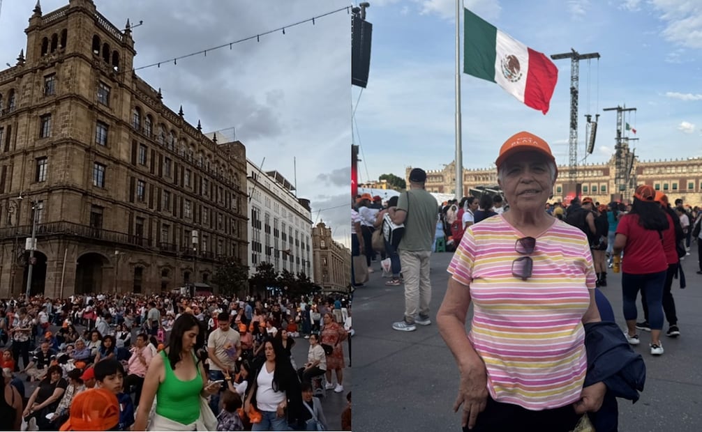 Personas de distintas generaciones se reúnen en el Zócalo para esperar a Andrea Bocelli. Foto: Luisa García/César González/EL UNIVERSAL.