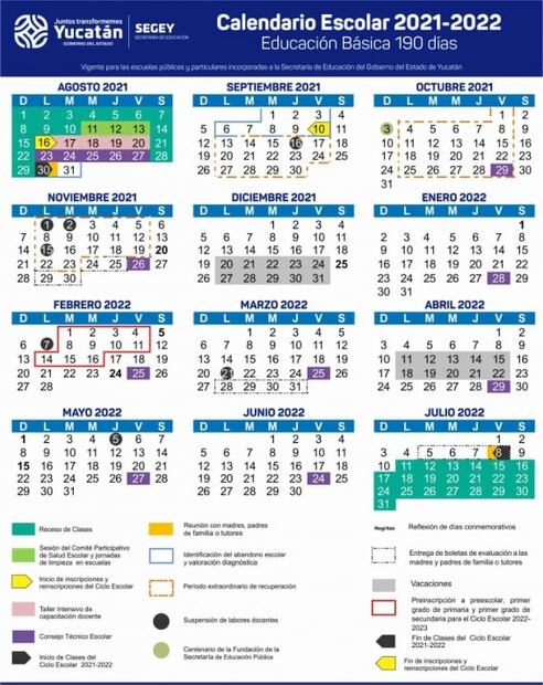 Presentan calendario escolar 2021-2022 para escuelas de Yucatán