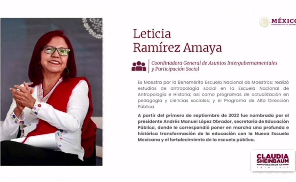 Leticia Ramírez Amaya, próxima coordinadora de Asuntos Intergubernamentales y Participación Social con Sheinbaum. Foto: Captura de pantalla