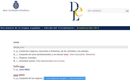 Diccionario de la RAE matiza: "sexo débil" es despectivo