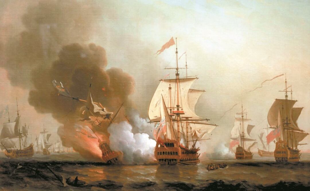 Pintura del ataque al Galeón San José antes de su hundimiento. Foto: Archivo EL UNIVERSAL