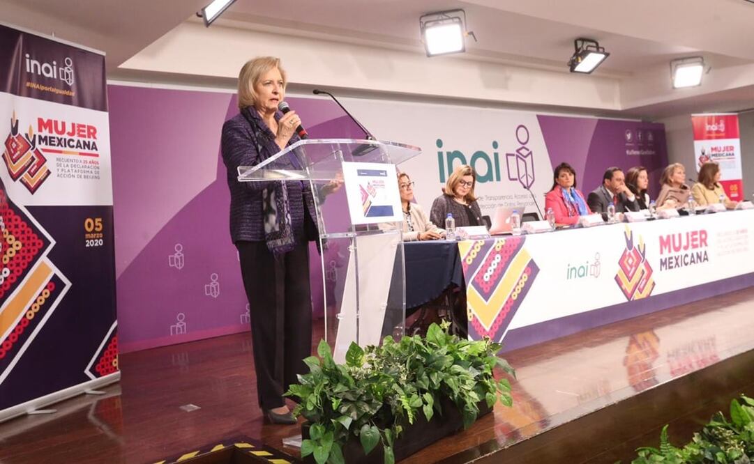 Comisionada del Inai, Patricia Kurczyn Villalobos, en el foro “Mujeres Mexicanas: Recuento a 25 años de la declaración y Plataforma Acción de Beijing” / Tomada de Twitter @INAImexico