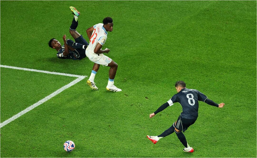 Federico Valverde anotó tras una gran asistencia de Vini Jr. FOTO: AFP