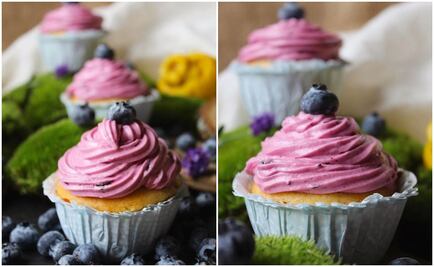 #RECETA Cupcakes con betún de arándano y queso de cabra