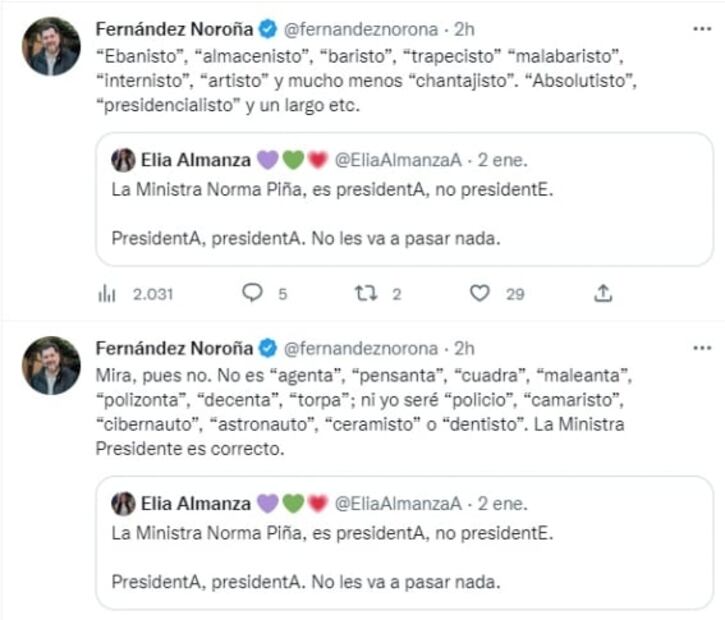 ¿Ministra presidenta Norma Lucía Piña o ministra presidente? Fernández Noroña trata de explicarlo