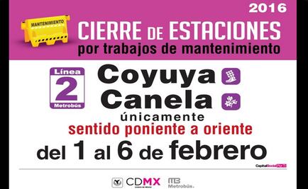 Cerrarán dos estaciones de L2 de Metrobús por obras