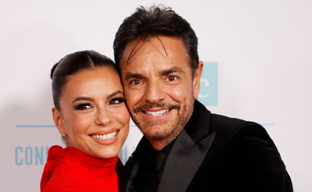 Eva Longoria y Eugenio Derbez, premiados por la Coalición Nacional Hispana ante los Medios. Foto: AFP.