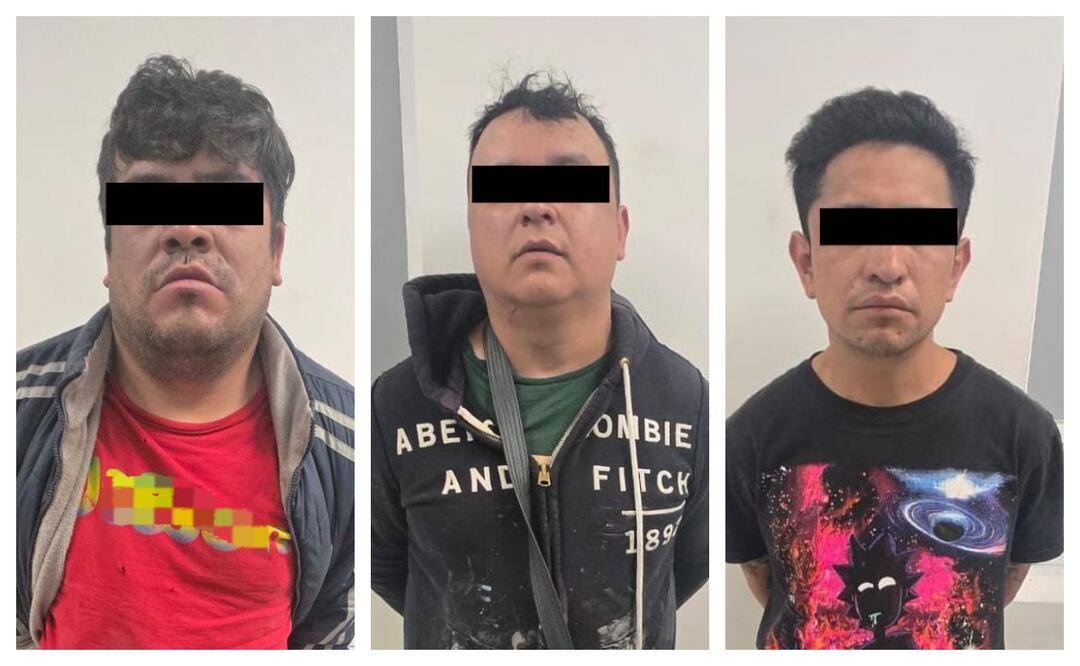 Detenidos en Tlalpan; tres hombres capturados por arma de fuego y posible droga. Foto: Especial