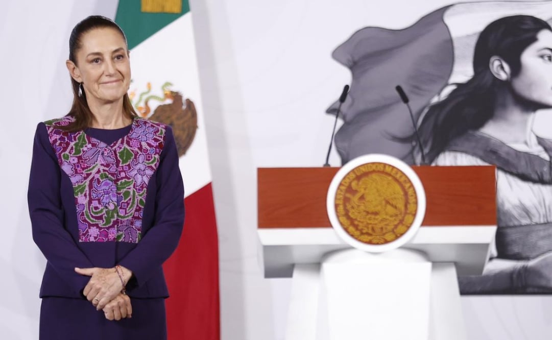 La presidenta Claudia Sheinbaum durante la “Mañanera del Pueblo” en Palacio Nacional de este jueves 16 de abril de 2026. Foto: Diego Simón Sánchez/ EL UNIVERSAL