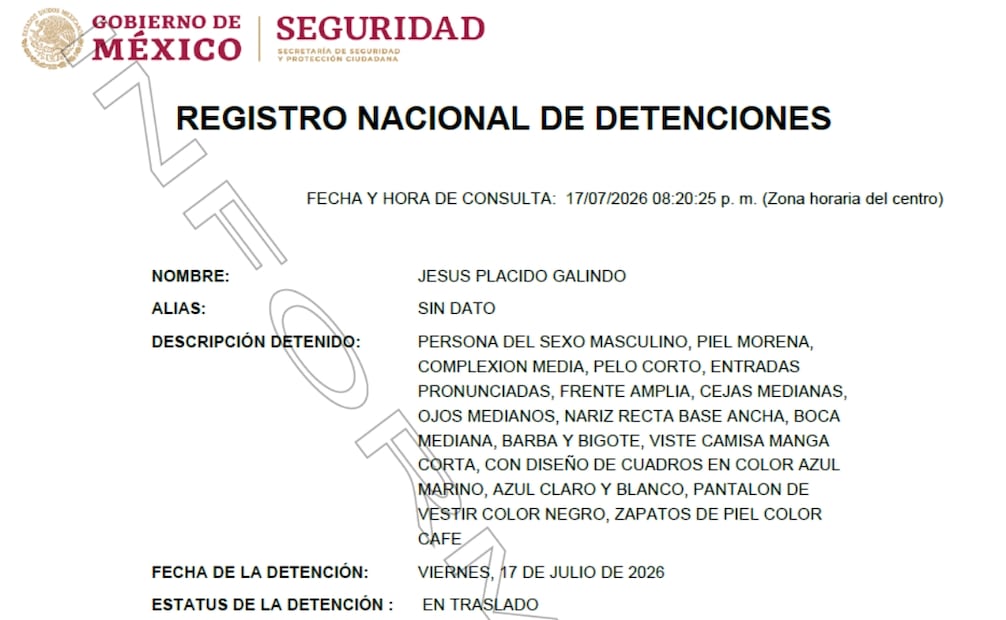 | Foto: Captura del Registro Nacional de Detenciones.