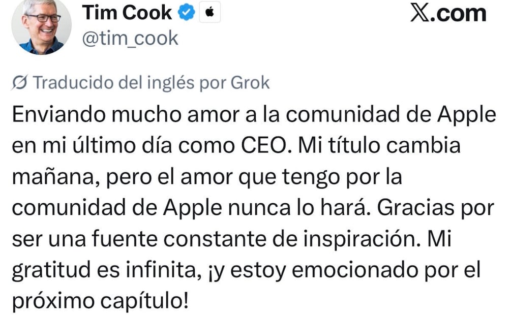 Tim Cook dejó un mensaje a la comunidad de Apple. Foto: Especial