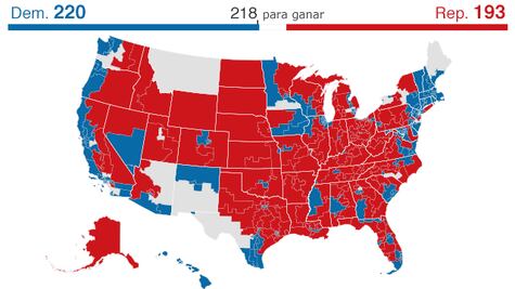Los mapas del resultado de las "mid term" que muestran la polarización en EU