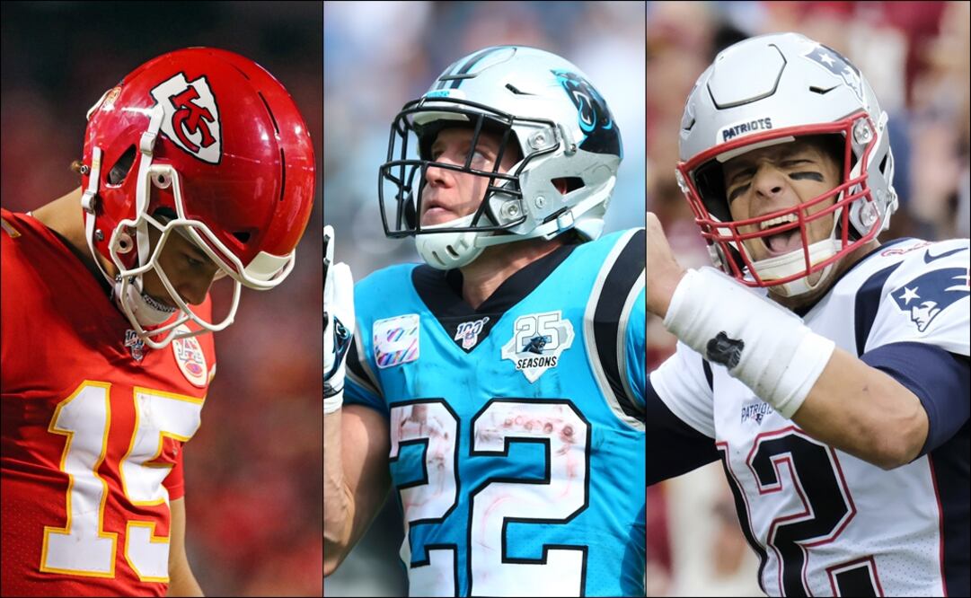Mahomes, McCraffrey y Brady. Foto: Especial / Agencias