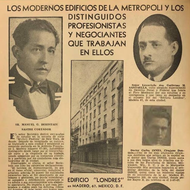 La entrevistada apunta que un edificio es espacio y estatus, y la publicidad del Edificio Londres hace noventa años lo respalda. Hemeroteca EL UNIVERSAL.