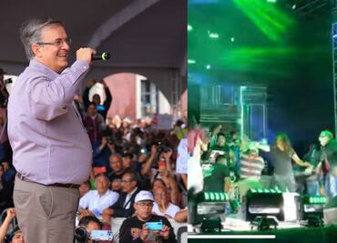 "¡Puro cabeceo!"... botarga de Ebrard deslumbra a ritmo de cumbia junto a Medio Metro