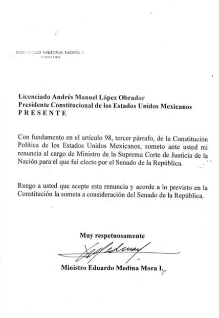 Presidencia omite difundir “las causas graves” de la renuncia de Medina Mora