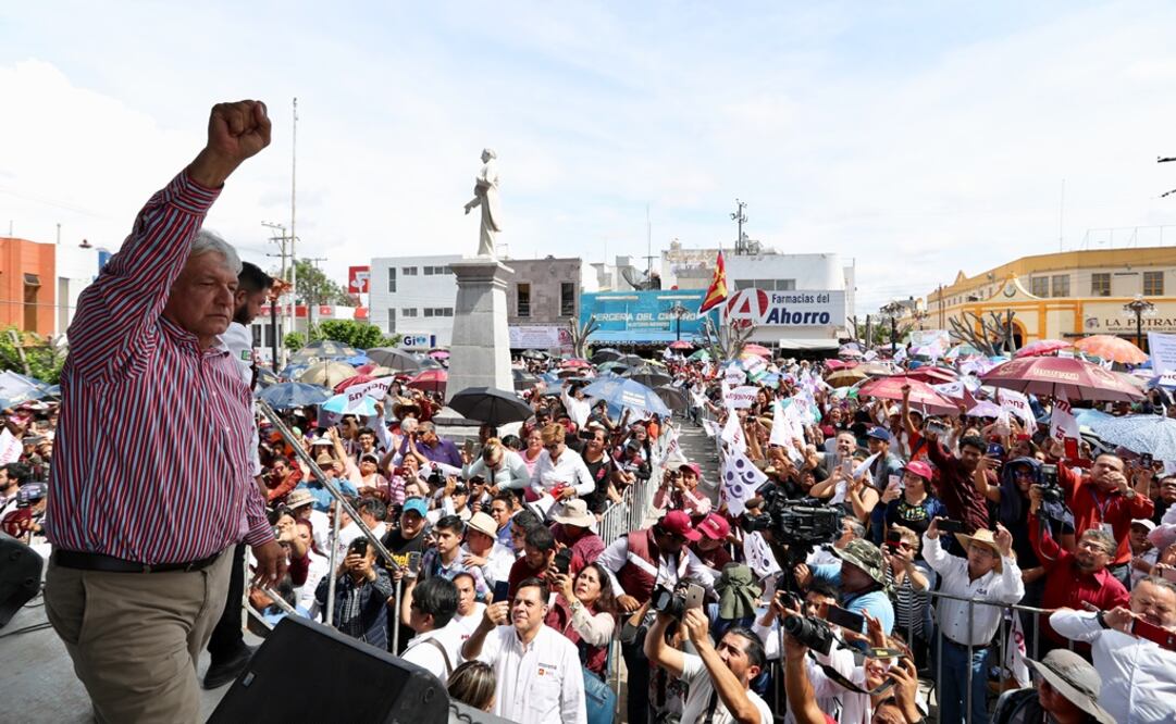Andrés Manuel López Obrador encabezó un mitin en Matehuala, SLP. Foto: Valente Rosas/El Universal