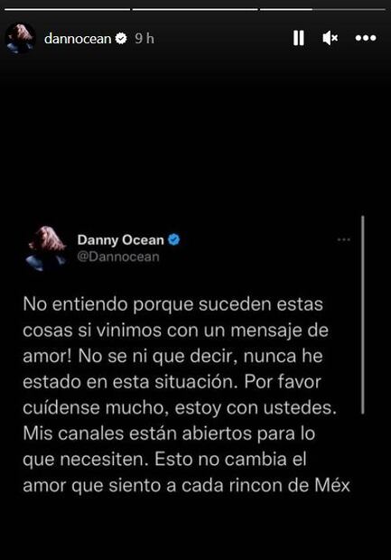 Danny Ocean libra balacera en Michoacán: "Esto no cambia el amor que siento por México"