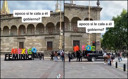 Policías estatales retiran letrero de protesta contra feminicidios en Jalisco