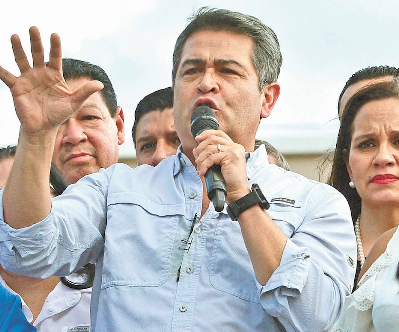 El presidente hondu reño, Juan Orlando Hernández, en Tegucigalpa , en octubre de 2019. Foto: ORLANDO SIERRA. AFP