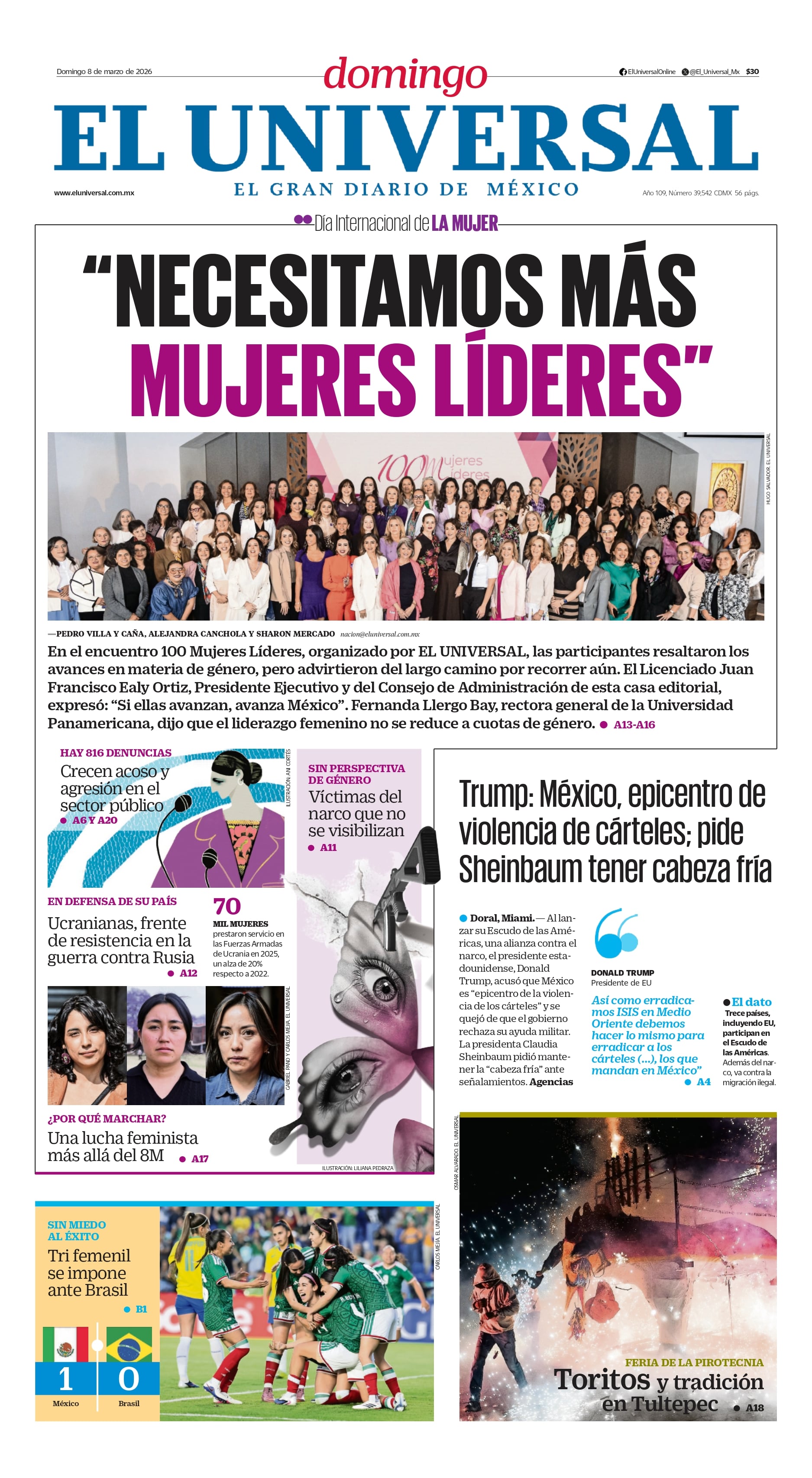 Portada impresa del 8 de marzo de 2026