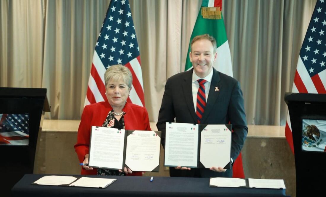 Alicia Bárcena, secretaria de Medio Ambiente y Recursos Naturales y Lee Zeldin, administrador de la Agencia de Protección Ambiental de Estados Unidos. Foto: Especial