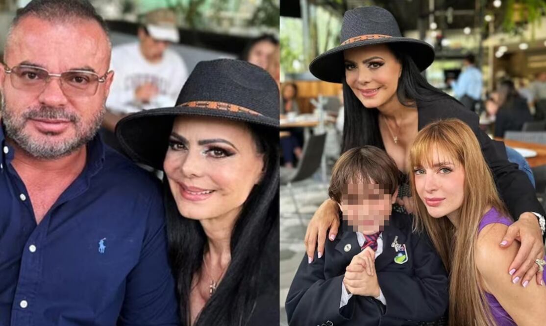 Marco Chacón, José Julián Figueroa e Imelda Garza Tuñón, esposo, nieto y nuera de Maribel Guardia, posan junto a la actriz. Fotos: Instagram