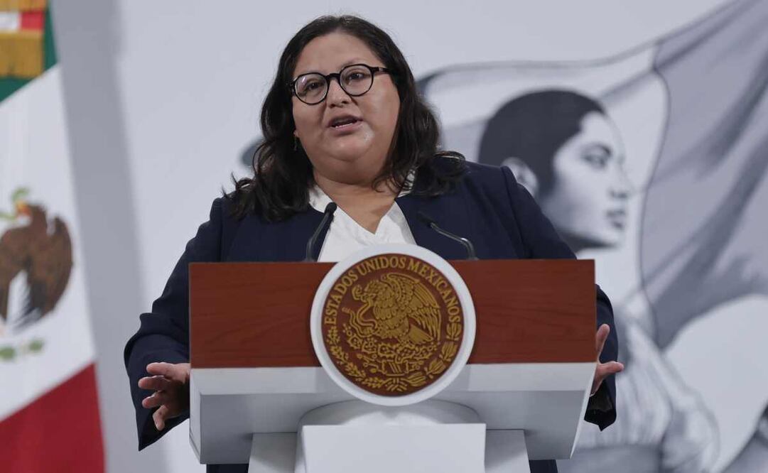 Citlalli Hernández, titular de Mujeres, durante la mañanera de este 21 de julio del 2025. Foto: Fernanda Rojas / EL UNIVERSAL.
