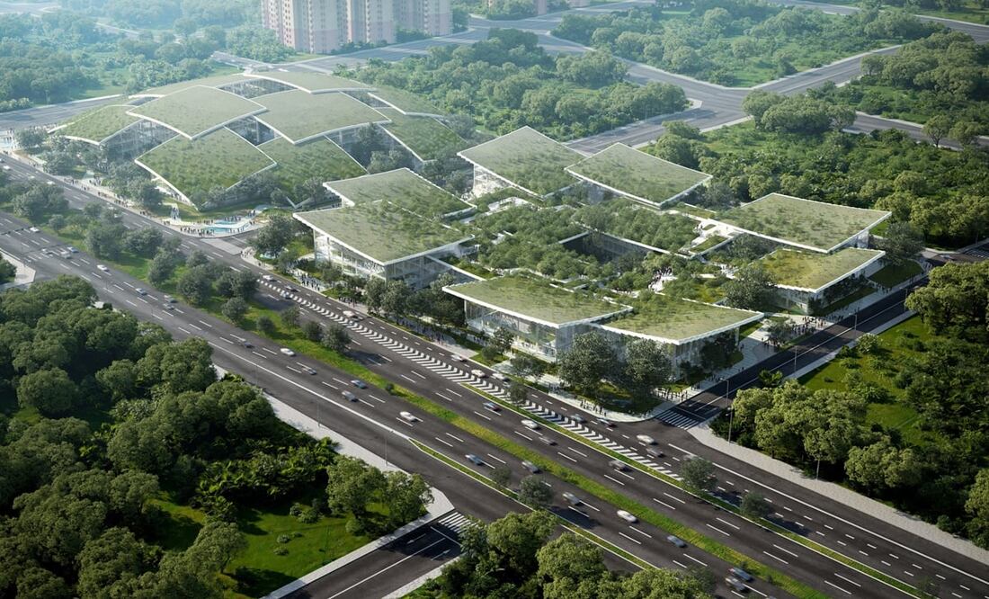 La edificación del Cloud Valley de AI City consistirá en dos parcelas con techo verdes inteligentes. Foto: Bjarke Ingels Group (BIG)
