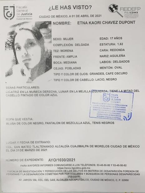 Buscan a Etna Kaori, de 17 años, desaparecida en Cuajimalpa